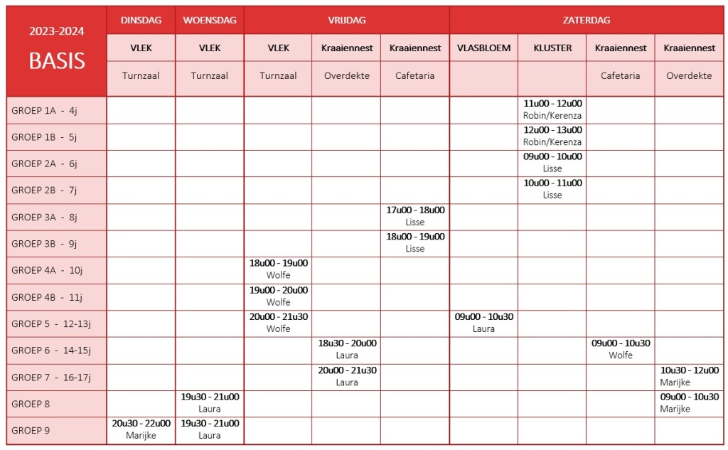 Lesrooster 2023-2024 website - Basis
